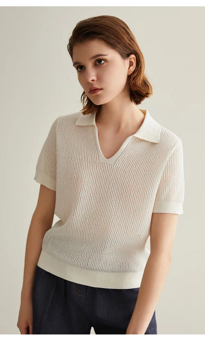 Knitted Linen Silk Polo