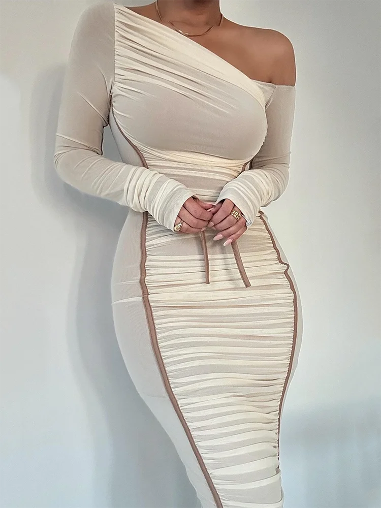 Two Layer Mesh Backless Bodycon Dress