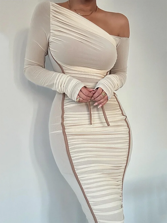 Two Layer Mesh Backless Bodycon Dress