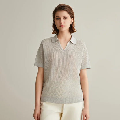 Knitted Linen Silk Polo