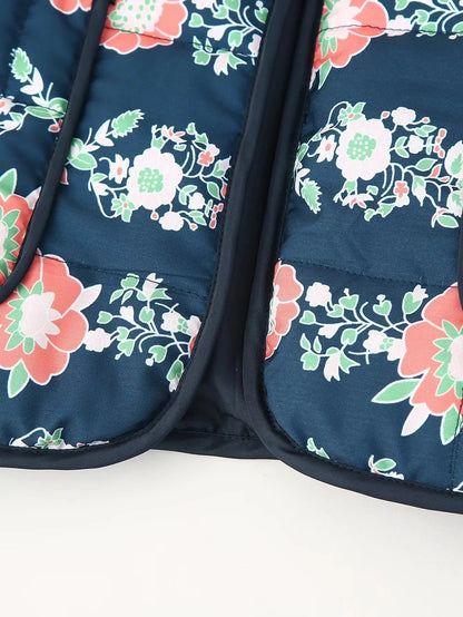 Floral Vintage O-Neck Quilted Coat
