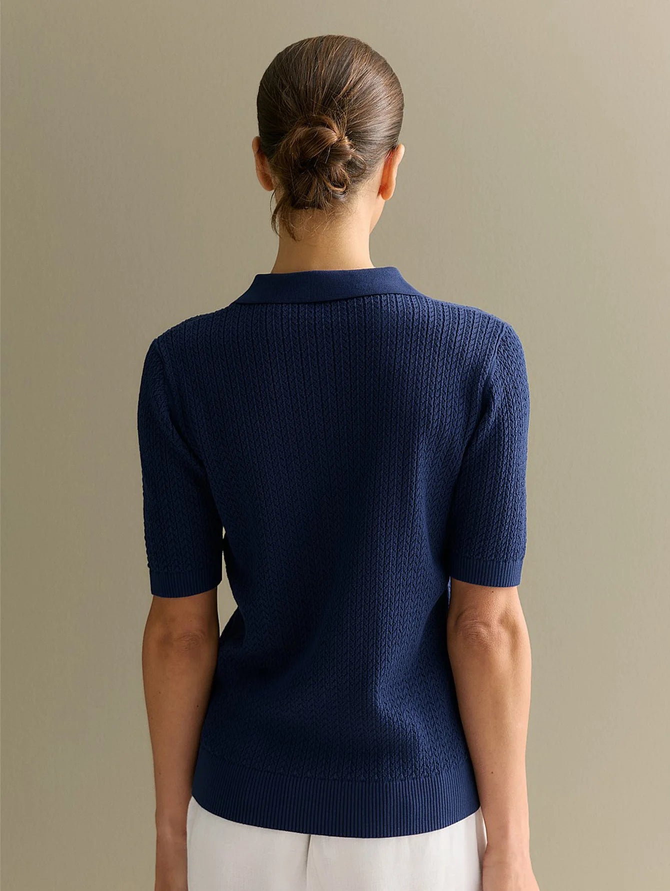 Short Sleeve Knitted Lapel T-shirt
