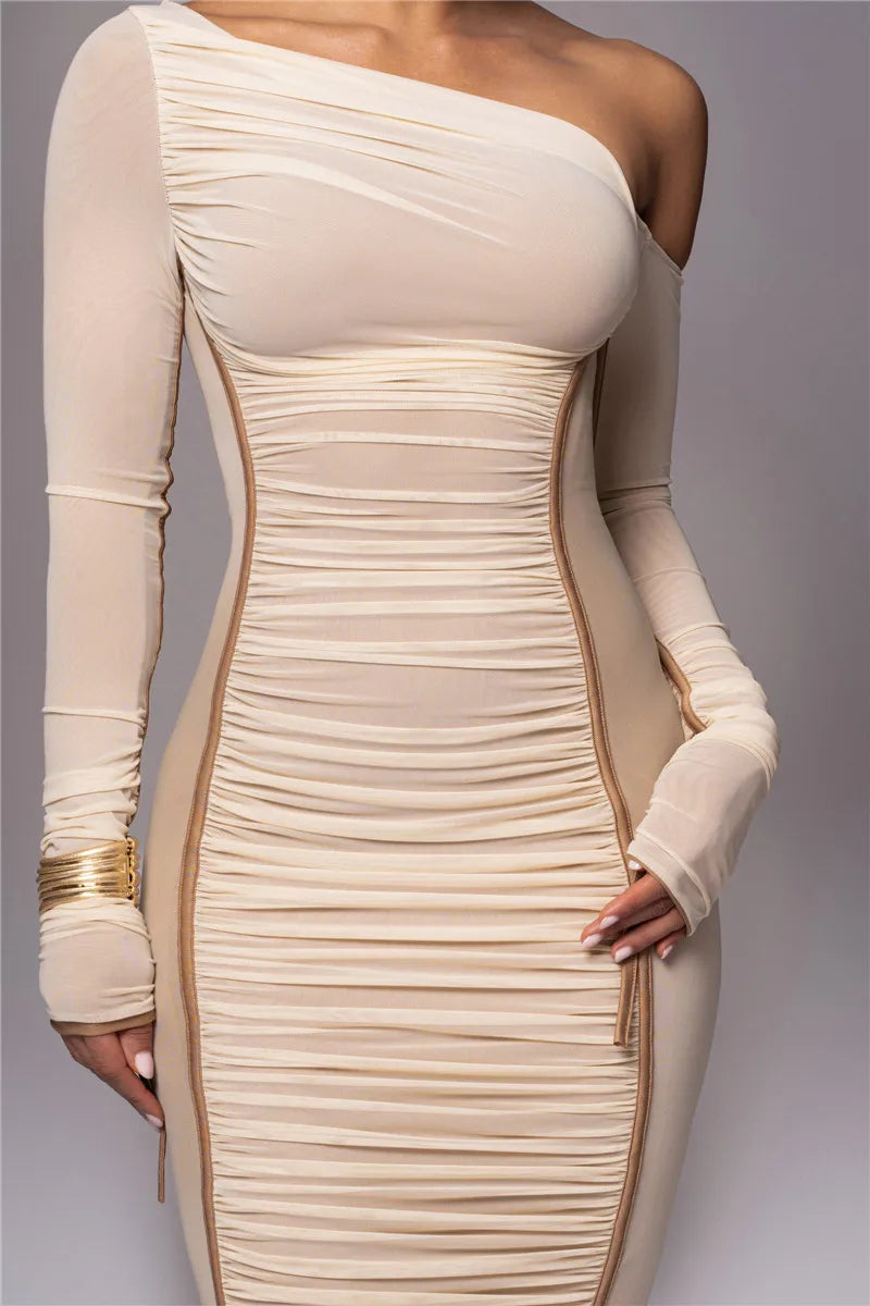 Two Layer Mesh Backless Bodycon Dress