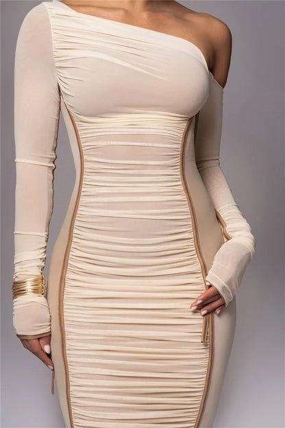 Two Layer Mesh Backless Bodycon Dress