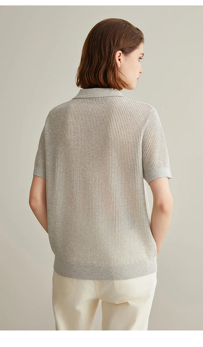 Knitted Linen Silk Polo