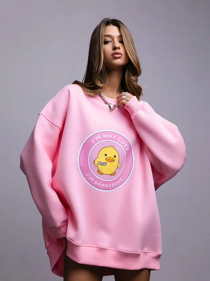 Dangerous Ducky - Oversized Loose Neck Sweatshirt