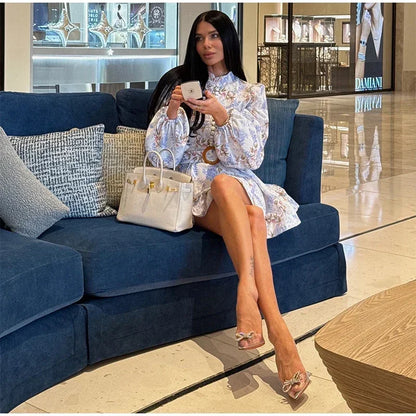 Single Breasted O-neck Long Sleeve Dress