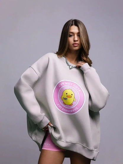 Dangerous Ducky - Oversized Loose Neck Sweatshirt