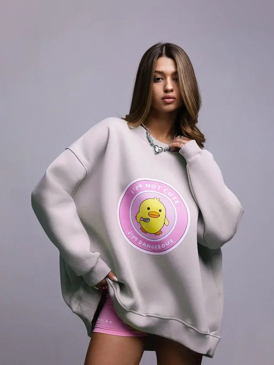 Dangerous Ducky - Oversized Loose Neck Sweatshirt