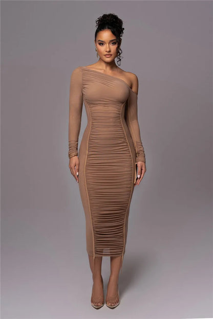 Two Layer Mesh Backless Bodycon Dress