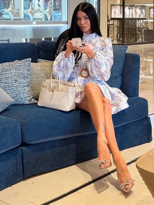 Single Breasted O-neck Long Sleeve Dress