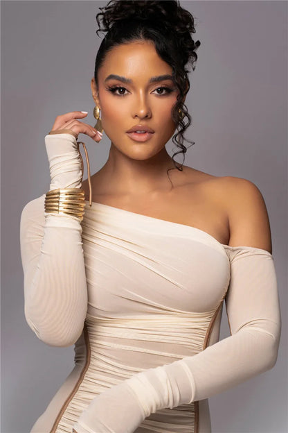 Two Layer Mesh Backless Bodycon Dress