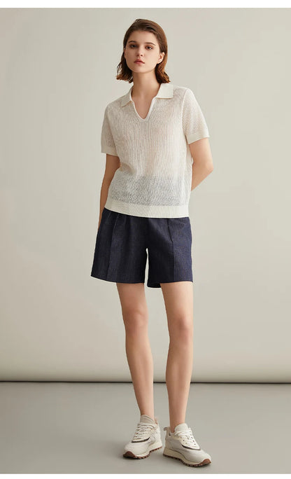 Knitted Linen Silk Polo