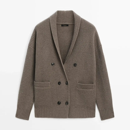 Soft Double-Breasted V-Neck Knitted Cardigan