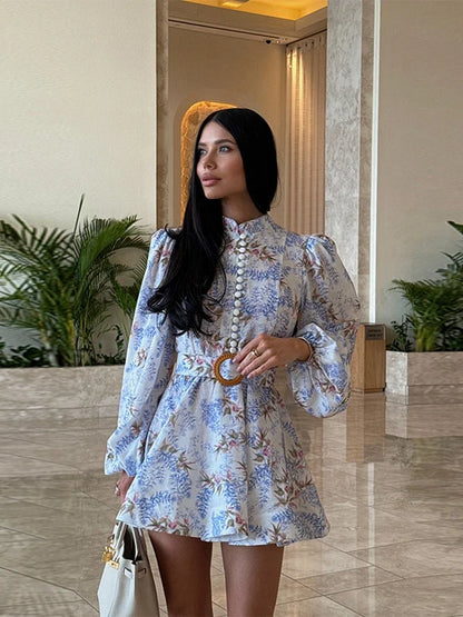 Single Breasted O-neck Long Sleeve Dress