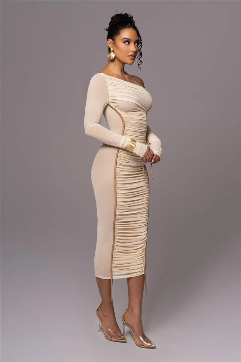 Two Layer Mesh Backless Bodycon Dress