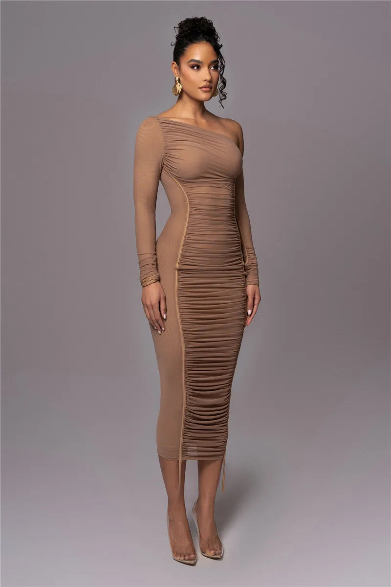 Two Layer Mesh Backless Bodycon Dress