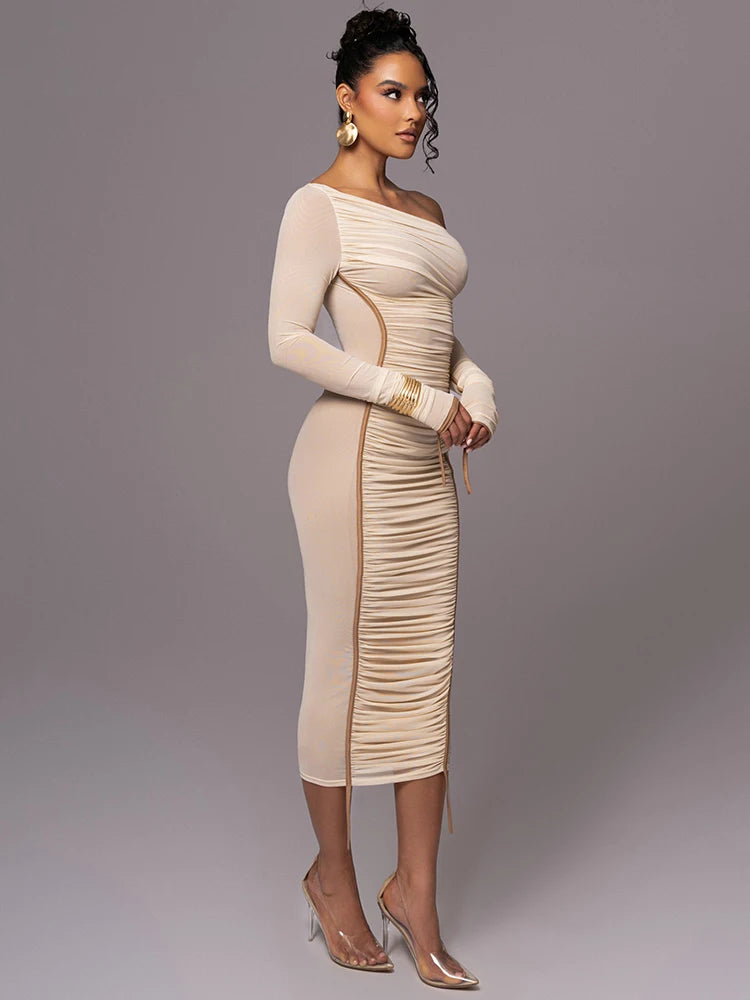 Two Layer Mesh Backless Bodycon Dress