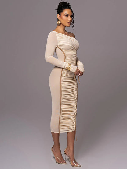 Two Layer Mesh Backless Bodycon Dress