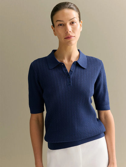 Short Sleeve Knitted Lapel T-shirt