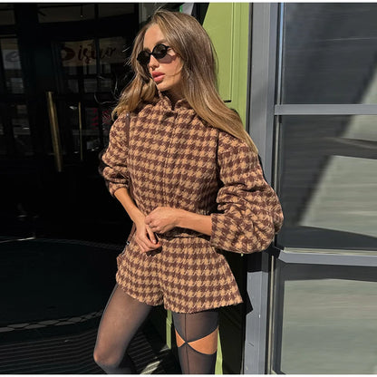 High Waist Full Sleeve Zipper Set