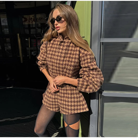 High Waist Full Sleeve Zipper Set
