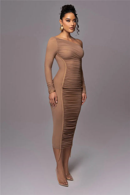 Two Layer Mesh Backless Bodycon Dress